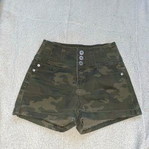 Womens High Waisted Camo Shorts